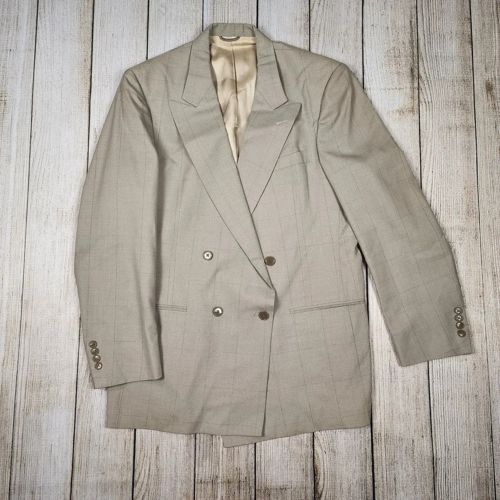 Christian Dior Monsieur Blazer Mens Size 41L Taupe/Purple Double Breasted‎